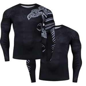 High Quality Compression Shirt MMA rash guard Unique <b>Black</b> Athletic <b>Top</b> <b>Long</b> <b>Sleeve</b> Quick Dry Compression Shirts Rash Guard - Product Image 2