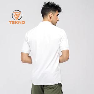 Polo de piqué de algodón elástico verde bosque 100% de corte regular con logotipo bordado personalizado con tapeta de botón oculta y costilla - Product Image 3