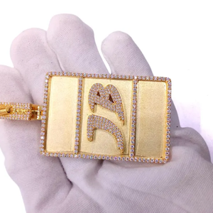 Pendentif Hip Hop en diamant rond de 3.0 carats en or jaune massif 14 carats pour hommes Bijoux de style Hip Hop - Product Image 1