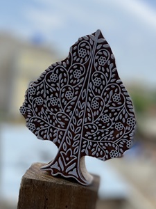 Floral Tree <b>Wood</b> <b>Block</b> Stamp| Paisley Floral Print | Indian Textile <b>Block</b> Fabric, Paper, Hand Palm Stamping - Product Image 2