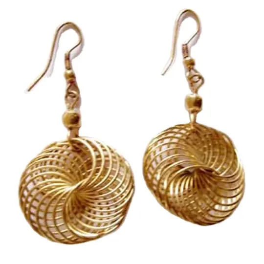 Gold plated Brass Metal Wire Handmade Fashion Brass jewelry ladies earrings for women accessories Gift White Party Tre