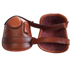 Protège-genoux en cuir marron avec sangles pour la protection à l'équitation - Product Image 2