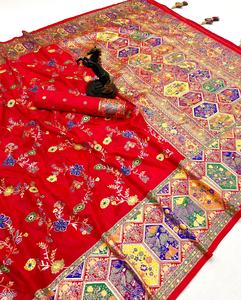 Sari de Seda Pashmina para Mujer con Tejido Meenakari Zari en Toda la Prenda y el Borde, con un Pallu Meenakari Tejido de Alta Calidad - Product Image 3