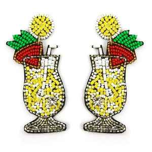 2021, joyería de diseñador de vendedor superior, nueva moda, pendientes de gota de cuentas de semillas de ganchillo multicolor, accesorio de tendencia de moda - Product Image 1