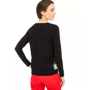 Maglione Familiare da Donna Charter Club a Quadri Buffalo, Traspirante, Lavorato a Maglia con Bottoni Decorativi per Estate Autunno Inverno, Taglia Media - Product Image 2