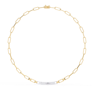 Minimalista moderno 18K sólido amarillo laboratorio cultivado collar de diamantes 0,60 quilates IGI certificado con corazón Paperclip Cadena de vidrio regalo - Product Image 1