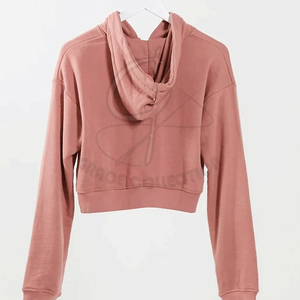 เสื้อฮู้ดครอปแขนยาวสำหรับผู้หญิง ผ้าฝ้าย 100% มีซิป ป้องกันน้ำ พิมพ์โลโก้ได้ตามต้องการ สไตล์สตรีทแวร์ - Product Image 2
