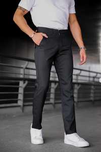 Pantalones elásticos ajustados de color azul marino para hombre, pantalones de oficina elegantes informales, cintura elástica con cordón, algodón recto, Hip Hop de talla grande - Product Image 3