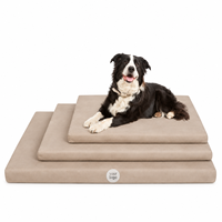 Matelas pour chien Yangyangpet en tissu aspect daim beige rectangulaire en mousse à mémoire de forme haute densité