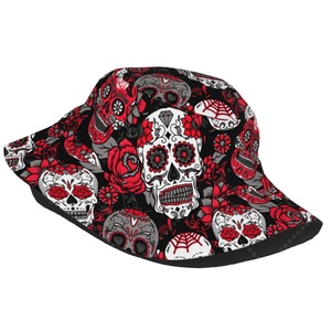 หมวกทรงกระบอกผ้าฝ้ายใส่ได้ทั้งชายและหญิงหมวกกันแดดกลางแจ้งปรับได้ลายดอกไม้กะโหลกสำหรับการเดินทางชายหาดเครื่องแต่งกายแนวสตรีทสไตล์ใหม่2025 - Product Image 1