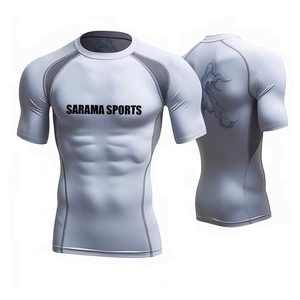 เสื้อยืดออกกำลังกาย OEM สำหรับผู้ชาย เสื้อแรชการ์ดสำหรับเล่นบราซิลเลียนยิวยิตสู เสื้อแรชการ์ดพิมพ์ลายแบบซับลิเมชั่นสำหรับผู้ชาย เสื้อแรชการ์ดสำหรับเล่น MMA - Product Image 6