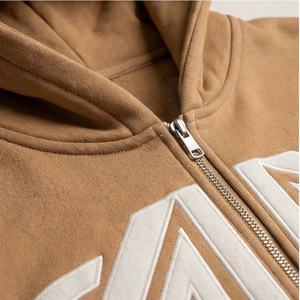 ชุดเซ็ตเสื้อฮู้ดดี้และกางเกงขายาวทรงบาน สไตล์สตรีทแวร์  แบบซิป  ตกแต่งด้วยลายปะ  ล้างสีแบบแอซิด  สำหรับผู้ชายและผู้หญิง  สีสั่งทำได้ - Product Image 4