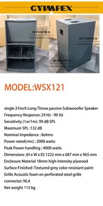 ลำโพงซับวูฟเฟอร์ขนาด 21 นิ้ว ผลิตในจีน กันน้ำ รองรับเสียงความถี่ต่ำ ใช้ได้ทั้งแบบแอคทีฟและแพสซีฟ ดีไซน์กล่องพร้อมซาวด์บาร์ - Product Image 3