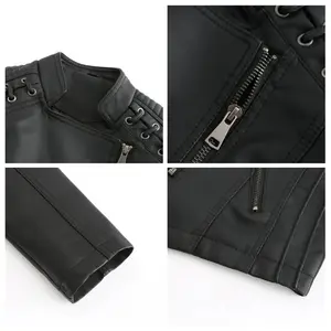 Veste en cuir véritable et toile pour homme, de haute qualité, élégante, coupe ajustée, respirante, vente en gros - Product Image 6