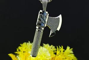 จี้เพชรโมอิสซาไนต์รูปขวานไวกิ้งแบบสั่งทำพิเศษ เครื่องประดับฮิปฮอป ของขวัญสำหรับเขา - Product Image 3