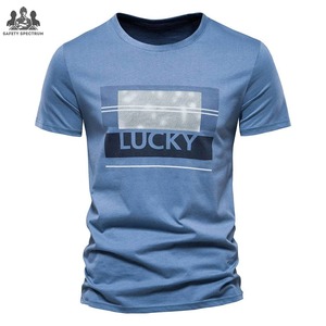 Camiseta de Manga Corta para Hombre, Tejida, de Fibra de Algodón Sólida, Transpirable, Casual, Ecológica, de Secado Rápido, Diseño Liso de Alta Calidad, Estampado Digital - Product Image 1