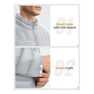 Chaqueta de invierno acolchada con aislamiento empacable ligera para hombre, abrigo hinchado alternativo de plumón resistente al agua de alta calidad - Product Image 5