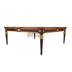 Mesa de Centro Cuadrada de Madera Antigua de Lujo con Incrustaciones de Latón, Patrones Florales y Patas Talladas en Oro Elegantes para Sala de Estar - Product Image 3