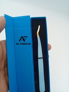 Pinzas aplicadoras de pestañas de tira de visón de acero inoxidable sostenible al por mayor aplicador de pestañas postizas con color azul de punto dorado - Product Image 3