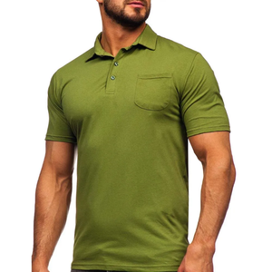 T-shirt à manches courtes en toile anti-rides pour hommes, manches courtes, avec motif brodé, 100% coton - Product Image 5