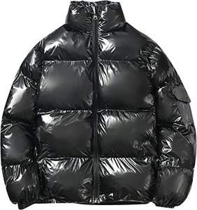 Veste matelassée à col montant personnalisée pour hommes pour l'hiver Veste en duvet brillante avec logo à l'avant - Product Image 5