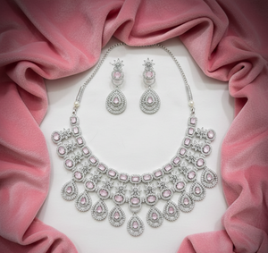 Luxury AD Bridal <b>Necklace</b> Earrings <b>Set</b> for Women <b>Wedding</b> Party Traditional Fashion Jewellery Premium Quality for Wholesale - Product Image 4