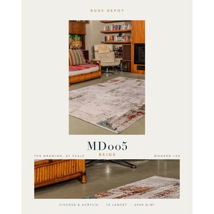 พรมวิสโคสและอะคริลิกแบบขายส่ง รุ่น MODERN 100 MD005 สีเบจ ผลิตด้วยเครื่องจักร พรมตุรกี สำหรับห้องนั่งเล่น โครงการโรงแรม - Product Image 2