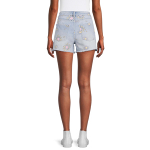 Short en jean respirant écologique taille moyenne pour femme avec décorations en perles et cristaux Mode décontractée d'été - Product Image 5