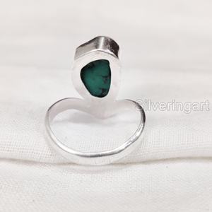 Joyería de piedra en bruto Anillo de mujer Turquesa natural Piedra preciosa cruda Piedra natal de Diciembre V Corona Banda Fiesta Anillo de plata esterlina 925 - Product Image 5