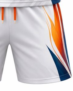 Manufacture Customized Sports Jersey And <b>Shorts</b> Set <b>White</b> Orange Blue Polyester Breathable Sublimation Printed Team Uniform - Product Image 6