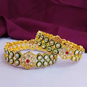 Conjunto de brazaletes Kundan de fabricación india, brazaletes de boda étnicos tradicionales de Bollywood indio, pulsera, joyería para mujer - Product Image 2