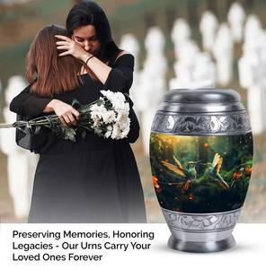 Urna de cremación floral de colibrí para cenizas decorativa moderna para cenizas humanas urnas conmemorativas personalizadas funerarias - Product Image 4
