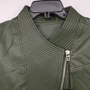 Nueva chaqueta de cuero de imitación de diseño de motorista para mujer en todos los tamaños verde cuero genuino Moto Zip Forever - Product Image 3