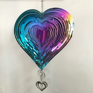 Kim loại 3D hình trái tim quay thủ công mỹ nghệ đầy màu sắc thép không gỉ tình yêu món quà gió kêu vang - Product Image 3