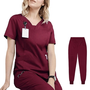 Women’s Premium V-Neck Medical <b>Scrub</b> <b>Set</b> with Stretch Fabric, Comfortable Nursing Uniform and Jogger Pants for Healthcare Wear - Product Image 2