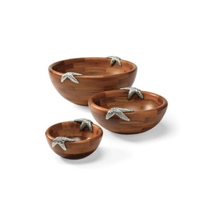 Bol en bois de manguier de haute qualité, matériau réaliste pur, best-seller, noix de parement polie avec base en métal doré, décoration d'intérieur - Product Image 2