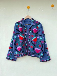 Nouvelle Collection Bleu Ciel Suzani Broderie Veste Hiver Porter Designer Manteau Femmes Floral Design Unisexe Veste Courte Cadeau Pour Elle - Product Image 5