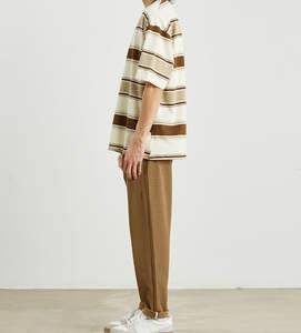 Wholesale <b>100</b>% <b>Polyester</b> Retro Style Sublimation T-<b>Shirts</b> Custom Printing Brown Loose Fit Drop Shoulder Low MOQ Men's Tee <b>Shirt</b> - Product Image 3