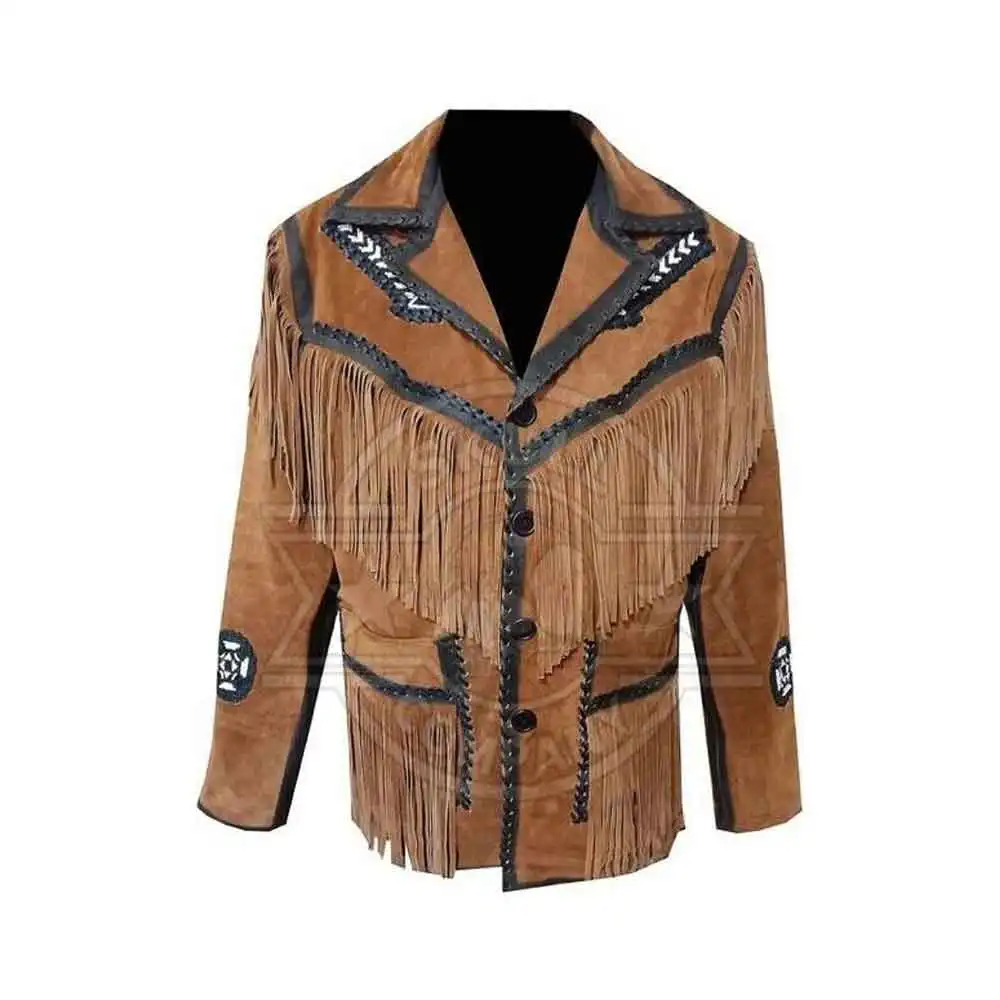 Eagle Beads Western Cowboy Jacket Fringes Jacket For Men Suede Jacket For Online Sale
