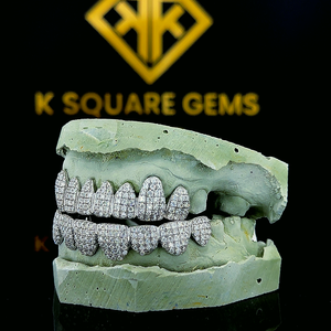 Personnalisé 925 Sterling Silver Unisex VVS Clarity Diamond Moissanite Brilliant Cut Hip Hop Grillz Teeth Pattern Bijoux à la mode - Product Image 5