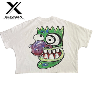 เสื้อยืดโอเวอร์ไซส์สีดำลายการ์ตูนหน้าลิงสำหรับผู้ชาย ELEVATEX INTERNATIONAL สไตล์สตรีท แขนสั้น คอกลม - Product Image 2