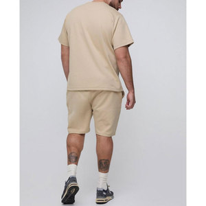 2025 High Street Men's Summer Casual Tees Shorts <b>Set</b> Custom Made Solid Color Plus Size Wholesale High Quality - Product Image 2