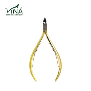 Pinzas profesionales para cutículas de doble resorte de acero al carbono de Viña Vietnam, chapadas en oro, 160mm, uso en salón de uñas, dedo del pie, mano - Product Image 3