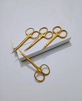 Ciseaux professionnels pour bébé en acier inoxydable plaqué or, lame courbée, logo personnalisé, instruments de beauté