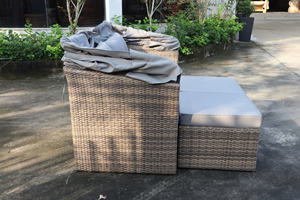 PRDB-GSS Modern <b>Outdoor</b> Poly <b>Rattan</b> Sofa Bed <b>Daybed</b> with Cushion - Product Image 3