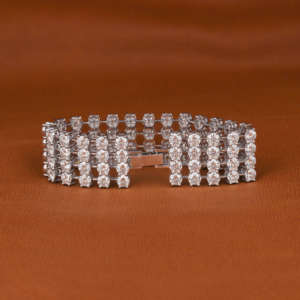 925 Sterling <b>Silver</b> Four Row Round Cut Shaped Bracelet <b>For</b> <b>Men</b> Classic Style <b>Silver</b> Plated Diamond Luxurious Anniversary Gift - Product Image 5