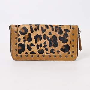 Custom Handmade White Hair-On Cowhide Beaded Clutch <b>Wallet</b> with Rhinestone Detail & Passport <b>Holder</b> - Product Image 1