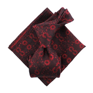 เนกไททรงสี่เหลี่ยมสำหรับผู้ชายผ้าทอลายดอกไม้สีแดงมีกลิ่นหอมสำหรับ100% แต่งงานออกแบบได้ตามต้องการ - Product Image 1
