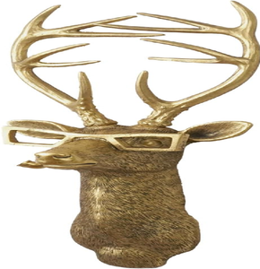 Tête de cerf dorée artistique encadrée dans un carré géométrique, idéale pour les murs d'accentuation. Disponible à prix de gros. - Product Image 2