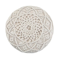 Pouf Boho en macramé fait à la main siège rembourré en pur coton doux tabouret rond moderne touffeté pour bureau à domicile